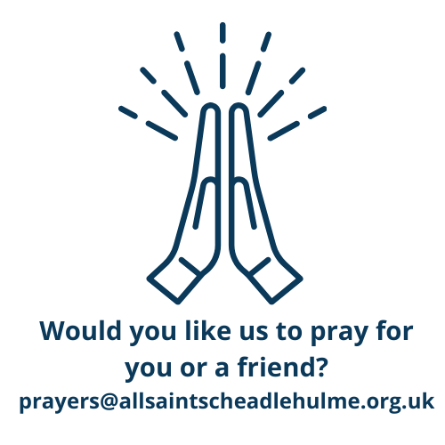 A graphic of two praying hands