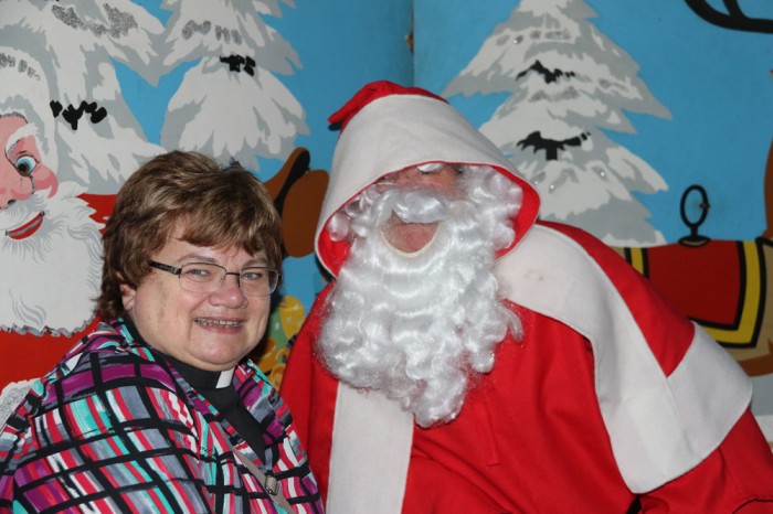 Rev Janet Bacon meets Santa